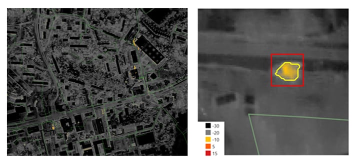 Heat map of Espoo and a heat blob